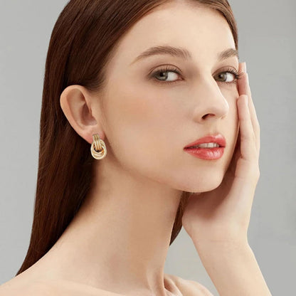 Brass 18K Real Gold Declaration Geometric Earrings Infinite Avenue
