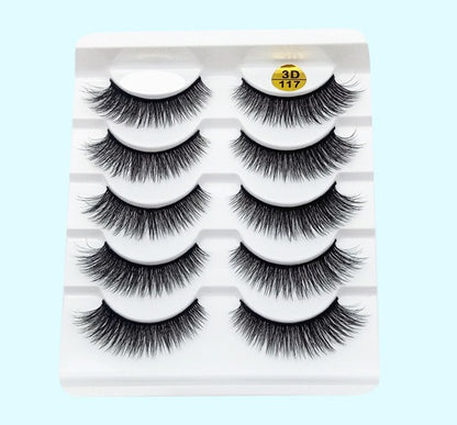 3D Mink False Eyelashes – 5 Pairs with Soft Cotton Band - Infinite Avenue