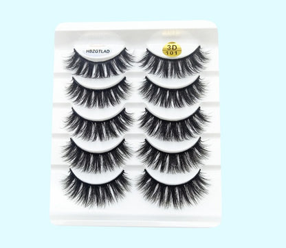 3D Mink False Eyelashes – 5 Pairs with Soft Cotton Band - Infinite Avenue