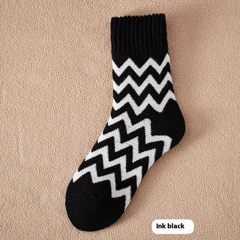 Thick Winter Fleece-Lined Women's Warm Floor Socks Ink Black Infinite Avenue