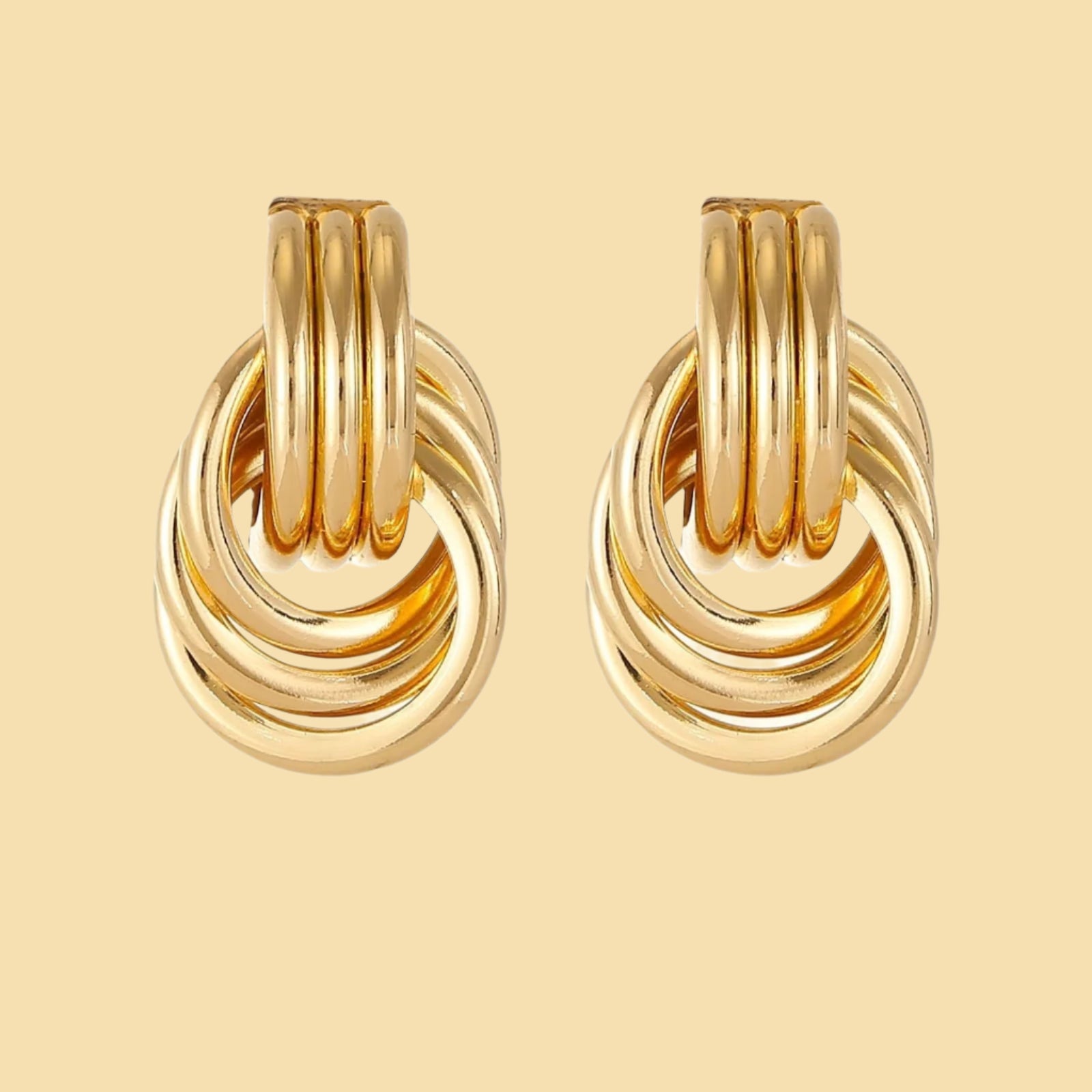 Brass 18K Real Gold Declaration Geometric Earrings Infinite Avenue