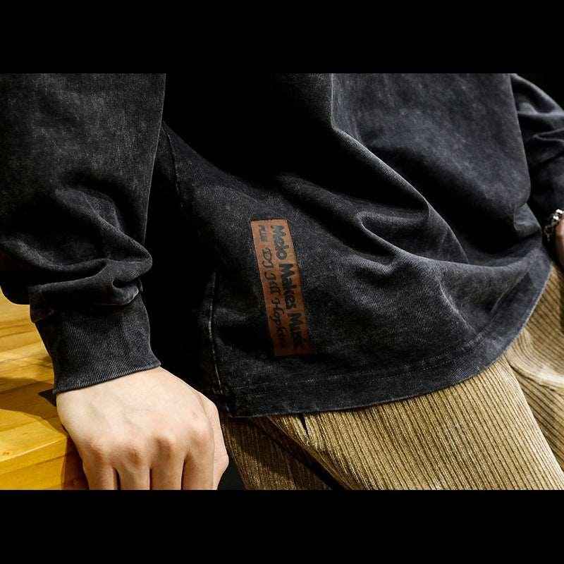 American-style Washed-out Vintage Long Sleeve T-shirt - Infinite Avenue