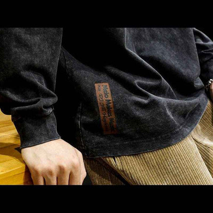 American-style Washed-out Vintage Long Sleeve T-shirt - Infinite Avenue