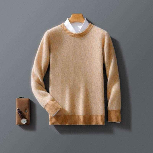 Men's Pure Wool Round Neck Pullover Sweater - Infinite Avenue