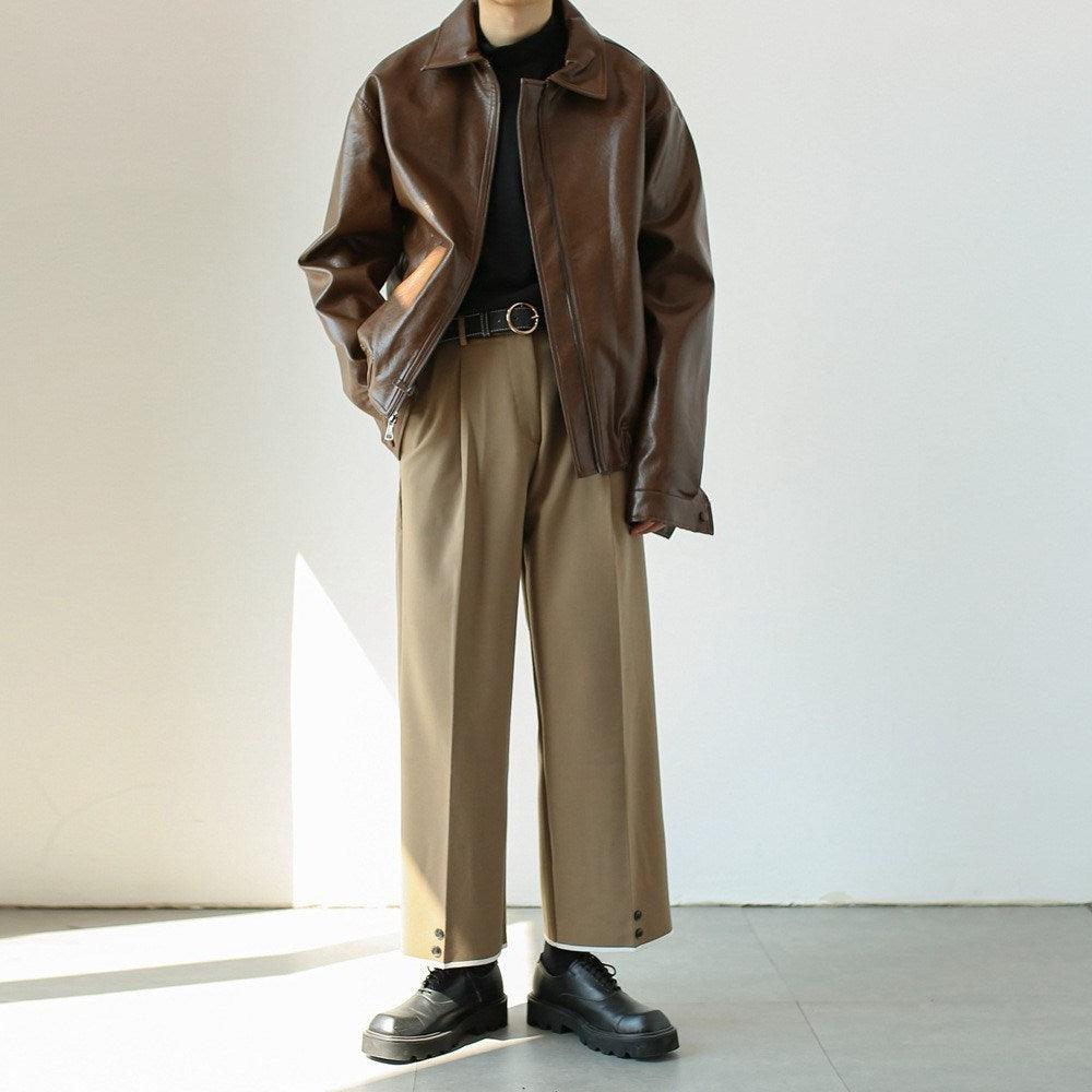 Men's Retro Short Personalized Leather Coat Infinite Avenue