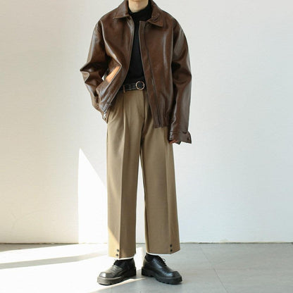 Men's Retro Short Personalized Leather Coat Infinite Avenue