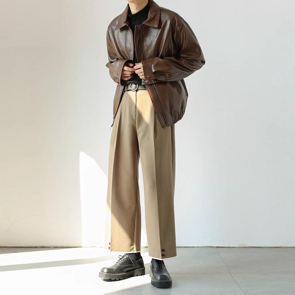 Men's Retro Short Personalized Leather Coat Infinite Avenue