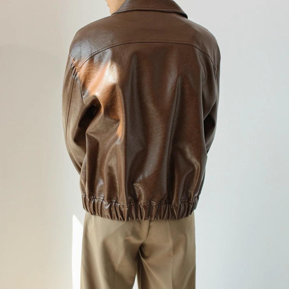 Men's Retro Short Personalized Leather Coat Infinite Avenue