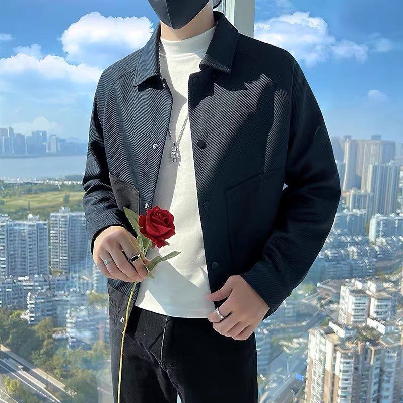 Twill Green Coat Lapel Pu Handsome Jacket Infinite Avenue
