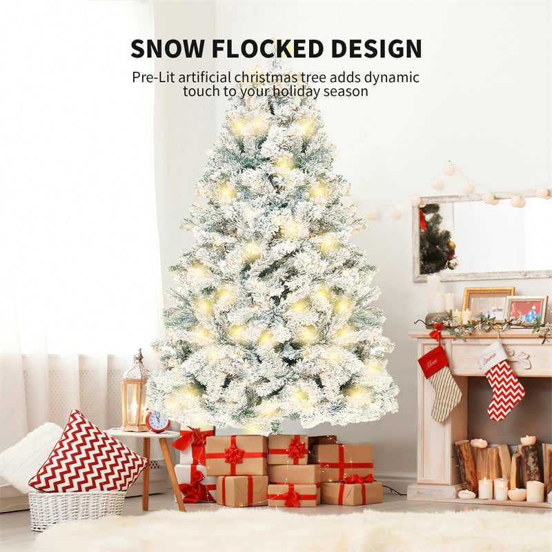 Snow-Covered PVC Cedar Christmas Tree – Holiday Decor Infinite Avenue