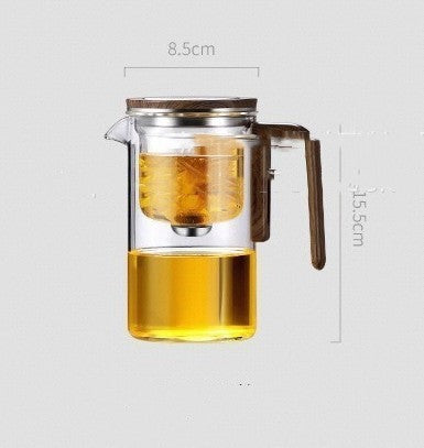 Magnetic Glass Teapot – One-Click Filtration with Wood Handle - Infinite Avenue