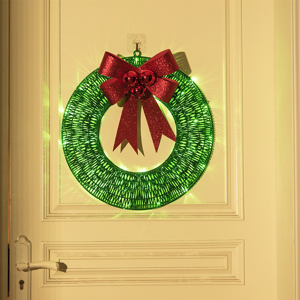 50CM LED Christmas Garland – Luminous Metal Wreath with Bowknot - Infinite Avenue