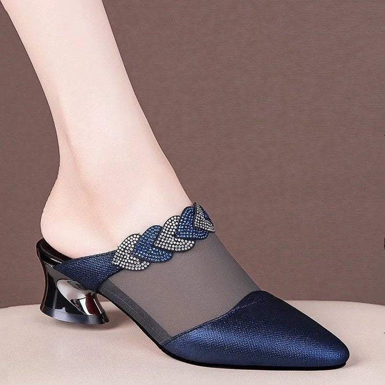 Women's Soft Leather Mesh Closed-Toe Slippers Infinite Avenue