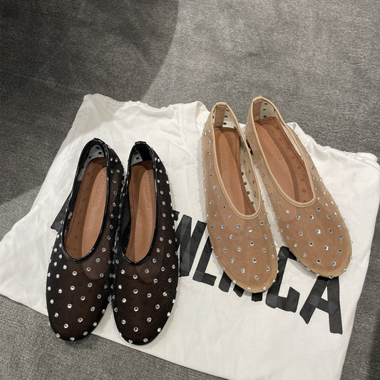 Women's Fashionable Round Toe Rhinestone Mary Jane Shoes Infinite Avenue